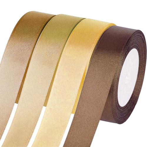 Jyvex Geschenkband Gold Braun, 25mm x 22metres Satinband Gold Braun, 4 Rollen 88m Ribbon zum Geschenkverpackung, Bastelarbeiten, Geburtstag und Hochzeitsdekoration Jyvex Geschenkband Gold Braun, 25mm x 22metres Satinband Gold Braun, 4 Rollen 88m Ribbon zum Geschenkverpackung, Bastelarbeiten, Geburtstag und Hochzeitsdekoration von Jyvex