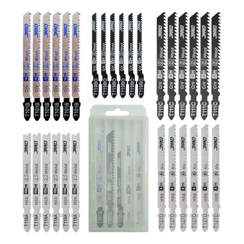 30 Teile/1 Satz Stichsägeblätter Set T127D T101B T111C T118A T119BO T-Achse HCS Verschiedene Stichsägeblätter für Holz Kunststoff und Metall Schneiden von Jyving