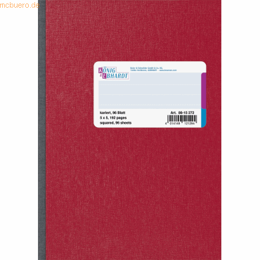 5 x K+E Kladde A5 96 Blatt 70g/qm kariert 5mm Deckelpappe Strukturpräg von K+E