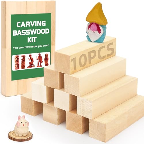 10er Pack Schnitzholz Linde - 10er Pack Holzblock + Schnitzvorlage weiches Lindenholz zum Schnitzen für Kinder, Schnitzrohlinge zur Verwendung mit Schnitzmesser 10er Pack Schnitzholz Linde - 10er Pack Holzblock + Schnitzvorlage weiches Lindenholz zum Schnitzen für Kinder, Schnitzrohlinge zur Verwendung mit Schnitzmesser von K KERNOWO