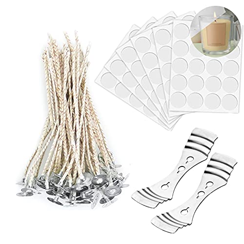 KOOLPUG Kerzendocht, Kerzendochte für Kerzen, 120 Stück Dochte für Kerzen, Kerzendocht Set, Dochte für Kerzen mit 2 Kerzendocht Halter, Kerzendochte Soja(10cm) von K KOOLPUG
