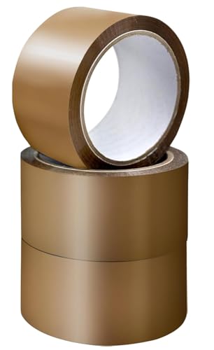 K-MART Verpackungsklebeband, Industrie-Paketklebebandrollen, geräuscharm – 48 mm x 66 m, sicheres, braunes Klebeband für Kartonverpackungen, Umzugskartons, starkes Packband für den Umzug (3 Rollen) von K-MART
