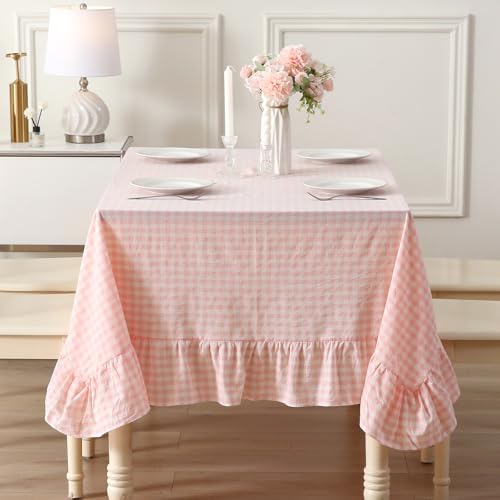 K MASANIJI Tischdecke, 100 % Baumwolle, kariert, rechteckig, 304,8 x 152,4 cm, Buffet, Cottage, Kokette, Karo, Gingham, Vintage, dekorative Tischdecke, Blush/White Plaid, 304,8 x 152,4 cm K MASANIJI Tischdecke, 100 % Baumwolle, kariert, rechteckig, 304,8 x 152,4 cm, Buffet, Cottage, Kokette, Karo, Gingham, Vintage, dekorative Tischdecke, Blush/White Plaid, 304,8 x 152,4 cm von K MASANIJI