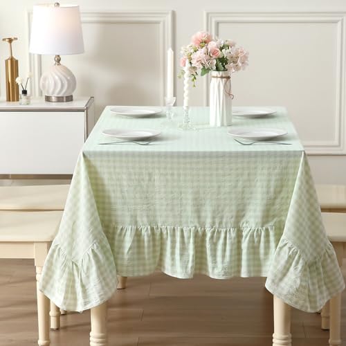 K MASANIJI Tischdecke, 100 % Baumwolle, kariert, rechteckig, 304,8 x 152,4 cm, Buffet, Cottage, Kokette, Karo, Gingham, Vintage, dekorative Tischdecke, Florgrün/Weiß kariert, 304,8 x 152,4 cm K MASANIJI Tischdecke, 100 % Baumwolle, kariert, rechteckig, 304,8 x 152,4 cm, Buffet, Cottage, Kokette, Karo, Gingham, Vintage, dekorative Tischdecke, Florgrün/Weiß kariert, 304,8 x 152,4 cm von K MASANIJI