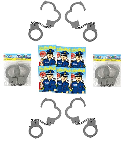 KSS Großes Polizei - Set 6 X Zauberblock und 6 Handschellen Kindergeburtstag , Mitgebsel , Mitbringsel , Tombola , Verlosung von K-S-S