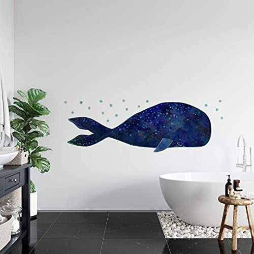 Blauer Zauber Wal Walfisch Wandtattoo Kinderzimmer 60x21cm Wandsticker Badezimmer selbstklebend Wand Deko Aufkleber von K&L Wall Art