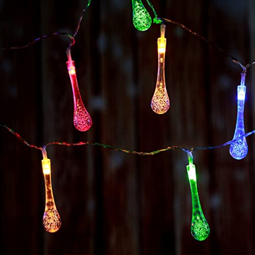 bunte LED Lichterkette Partylicht Perle Deko Sterne 30 Tropfen Leuchtdeko Balkon Stimmungslicht mit Fernbedienung Leuchtkette Garten (Kabellänge 45 m Wassertropfen) von K&L Wall Art