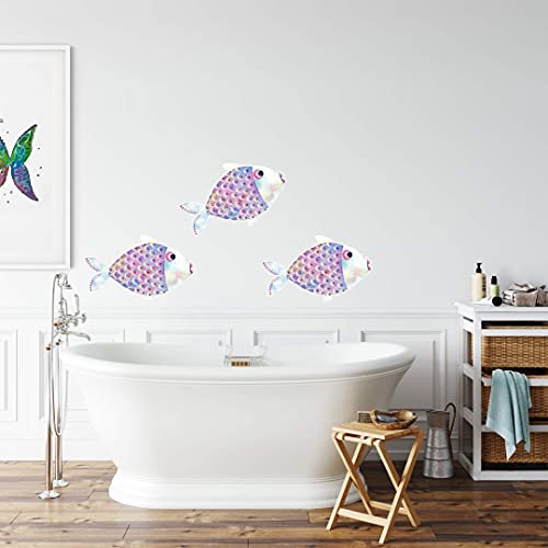 bunter Regenbogen Fisch Wandtattoo Kinderzimmer 30x18cm Wandsticker Badezimmer selbstklebend Wand Boho Deko Aufkleber von K&L Wall Art