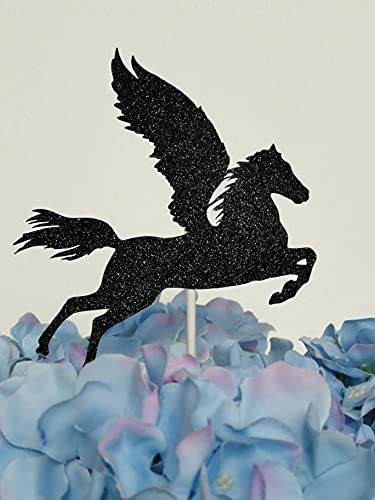 Pegasus Pferd Cake Topper Geburtstag Torten Stecker Kuchen Deko Schwartz Gold Silber von K&R GbR