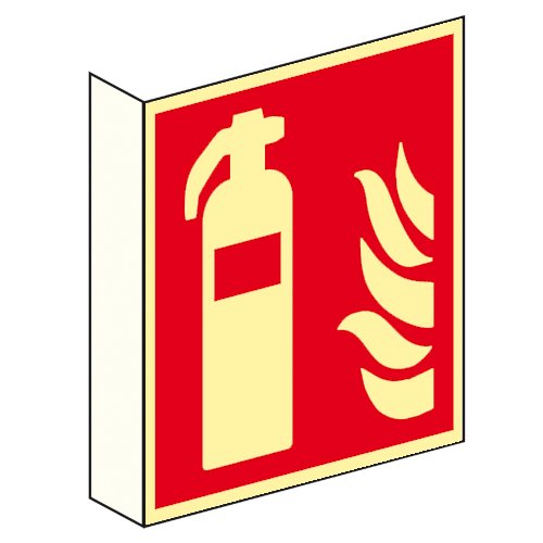 " Feuerlöscher " Brandschutzzeichen - Brandschutzschild Fahnenschild Kunststoff nachleuchtend 150 x 150 mm von K24-Brandschutzzeichen