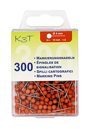 K3T 48123 Markierungsnadeln 300er Packung, Farbe rot von K3T