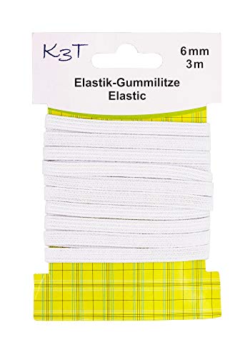 K3T Elastik-Gummilitze, 6mm x 3 m, weiß von K3T