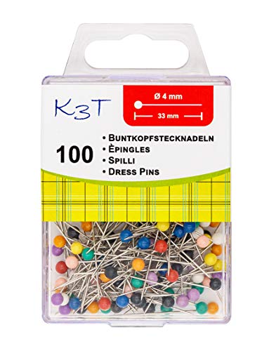 K3T Buntkopfstecknadeln, 100er Packung, farbig Sortiert von K3T
