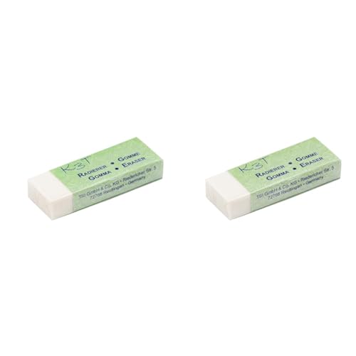 K3T Radiergummi, Farbe weiß, (BxTxH) 6 x 2 x 1 cm, in Folie verpackt, Art. Nr. 44210 (Packung mit 2) von K3T