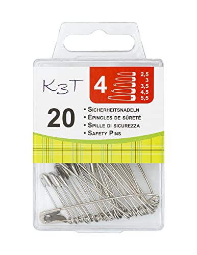 K3T Sicherheitsnadeln 20er Packung, Verschiedene Größen, Farbe Silber, Art.-Nr. 81012 K3T Sicherheitsnadeln 20er Packung, Verschiedene Größen, Farbe Silber, Art.-Nr. 81012 von K3T
