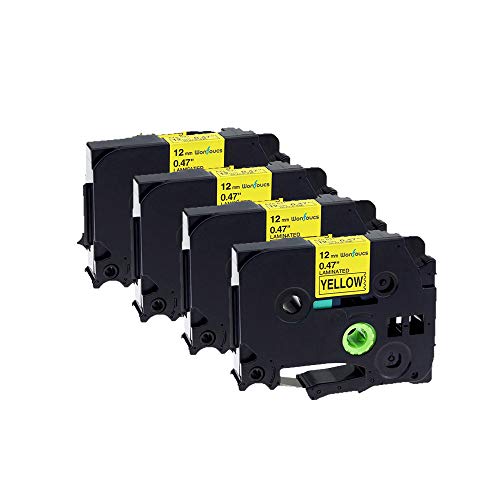 KA® Schriftband für Brother P-Touch TZe-131 tze-231 tze-431 tze-531 tze-631 tze-731 12mm x 8m kompatibel mit PT-H105 PT-H100 PT-1005 PT-1000 PT-1010 PT-1080 PT-H101c TZE-631 Noir sur Jaune 4 PK. von KA
