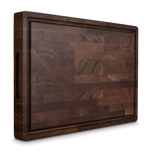 KAAMUT® Professionelles Schneidebrett – Massives Stirnholz aus Schwarznuss Maße: 40 x 27,5 x 3,5 cm | Extra dick & langlebig von KAAMUT