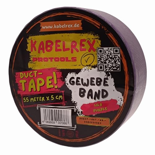 KABELREX Duct Tape Gewebeband Lila 5cm x 55m Extrem Stark & Wasserdicht – 10% mehr Länge als Standard – Allzweck Klebeband für Reparaturen, Basteln, Outdoor & Handwerk KABELREX Duct Tape Gewebeband Lila 5cm x 55m Extrem Stark & Wasserdicht – 10% mehr Länge als Standard – Allzweck Klebeband für Reparaturen, Basteln, Outdoor & Handwerk von KABELREX