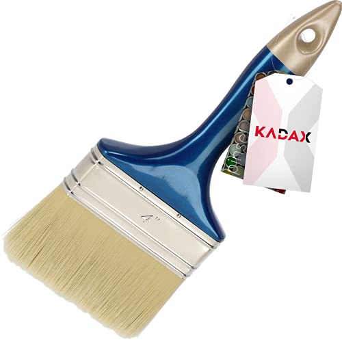 KADAX Einfacher Pinsel aus Kunststoff, Flachpinsel mit komfortablem Griff, Malerpinsel, Lackpinsel, Borstenpinsel, Lasurpinsel mit synthetischen Borsten (4") Blau von KADAX