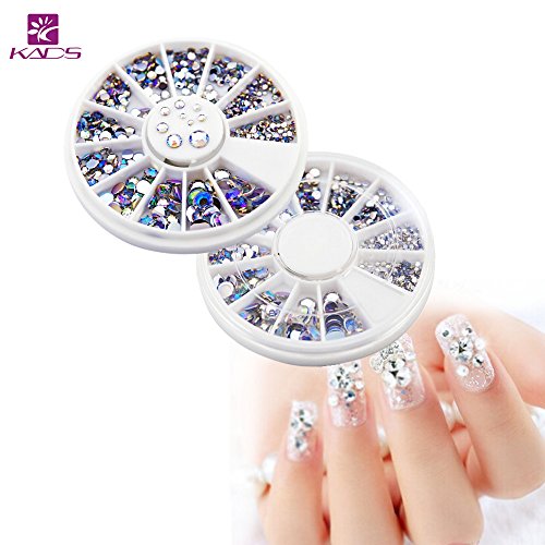 KADS 2 Paket 2 * 550 stücke 3D Misch sein Nagel-Kunst-Funkeln Rhine Scheibe Dekoration Edelsteine Kristall Rad AB Farbe Glitter von KADS