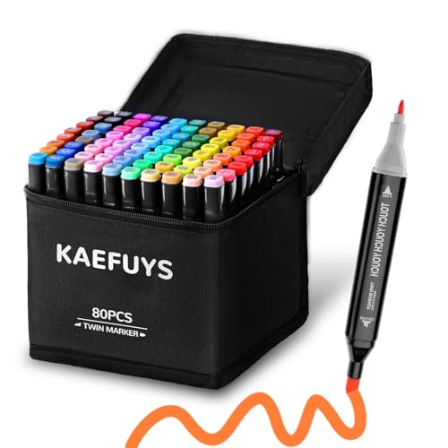 KAEFUYS Alkohol Marker Set 80 Farben Twin Marker Schnelltrocknend für Künstler, Schüler & Erwachsene Marker Stifte Set zum Zeichnen, Skizzieren, Manga & Bullet Journal KAEFUYS Alkohol Marker Set 80 Farben Twin Marker Schnelltrocknend für Künstler, Schüler & Erwachsene Marker Stifte Set zum Zeichnen, Skizzieren, Manga & Bullet Journal von KAEFUYS