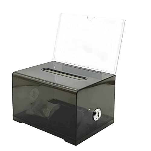Acryl-Spenden-Wahlurne mit Schloss – sichere Vorschlagsbox, perfekt für Visitenkarten (15,9 x 11,4 x 10,2 cm), transparent (schwarz) von KAFENDA