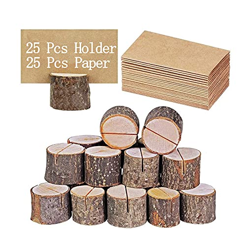 25 Stück Hochzeit Tischkartenhalter, Menühalter, Kartenhalter Aus Holz, Tisch-kartenhalter Aus Holz Mit Baumrinde, Die Tischkartenhalter Sind Dekorativ, Für Hochzeit, Fotohalter, Visitenkartenhalter 25 Stück Hochzeit Tischkartenhalter, Menühalter, Kartenhalter Aus Holz, Tisch-kartenhalter Aus Holz Mit Baumrinde, Die Tischkartenhalter Sind Dekorativ, Für Hochzeit, Fotohalter, Visitenkartenhalter von KAGUOl