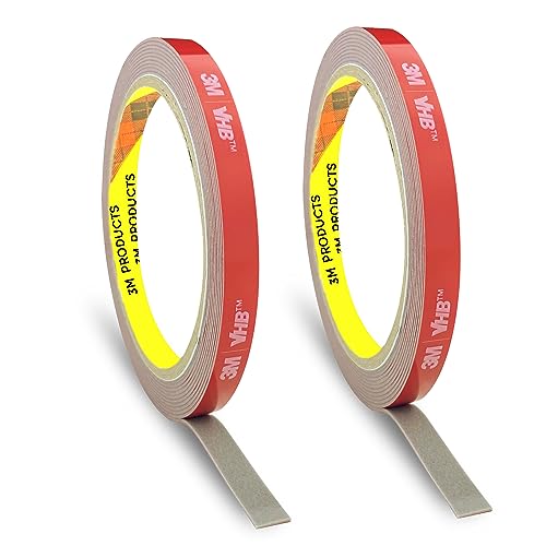 KAGUOl 3M Doppelseitiges Klebeband Extra Stark Klebepads, 2 Rolle Montageklebeband, Klebestreifen, Wasser Hochtemperaturbeständig und Multifunktionales, für Auto, Wohn, Bürodekor (3m × 8mm) von KAGUOl
