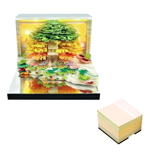 2026 Zeit-Stück-Kalender, 3D-Abreißkalender mit LED-Lichtern & glasklarem Anzeigebox, Papier Baumhaus-Memo-Pad-Notizblock für die Einweihung desktop dekoration, Geschenke für Adventskalender 2026 Zeit-Stück-Kalender, 3D-Abreißkalender mit LED-Lichtern & glasklarem Anzeigebox, Papier Baumhaus-Memo-Pad-Notizblock für die Einweihung desktop dekoration, Geschenke für Adventskalender von KAHCOP
