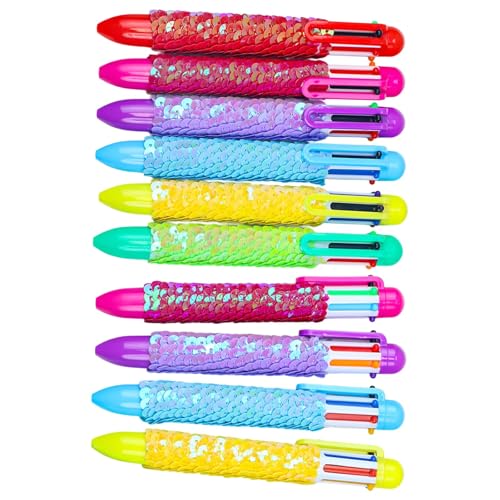 10pcs 1 0mm Multicolor Pen Pailletten Kugelschreiber Schreiben 6 In 1 Retractable Ballpoint School Supplies Pailletten von KAHDGSS