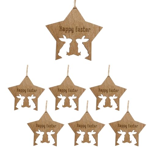 7 Stück hölzerne hohle Hasen Stern Anhänger Happy Easters Dekoration Dekorative handgefertigte hängende Ornament Partyzubehör Festliche Ostern Heimdekoration 7 Stück hölzerne hohle Hasen Stern Anhänger Happy Easters Dekoration Dekorative handgefertigte hängende Ornament Partyzubehör Festliche Ostern Heimdekoration von KAHDGSS