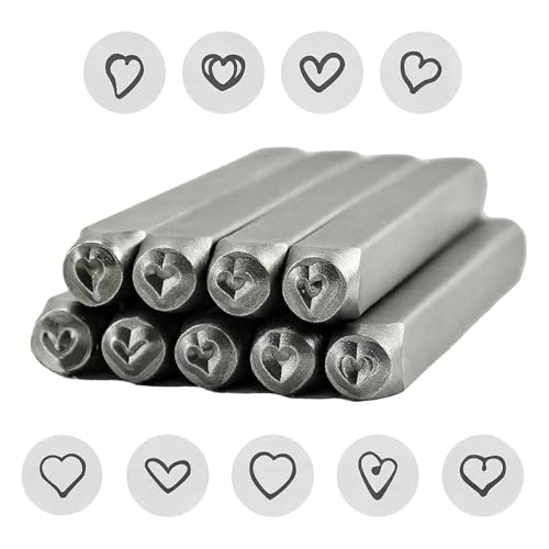 9 Stücke Herzförmige Stabile Stahlstempel Stempelzubehör Für Schmuckherstellung Und Handwerk Mit 3mm Stahlschlägen Crafting Tool 9 Stücke Herzförmige Stabile Stahlstempel Stempelzubehör Für Schmuckherstellung Und Handwerk Mit 3mm Stahlschlägen Crafting Tool von KAHDGSS
