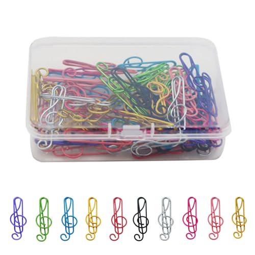 Büroklammern in Musiknotenform, 40 mm, Metall, bunte Aktenklammern, kleine Metall-Lesezeichen-Clips für Büro, 50 Stück Büroklammern in Musiknotenform, 40 mm, Metall, bunte Aktenklammern, kleine Metall-Lesezeichen-Clips für Büro, 50 Stück von KAHDGSS