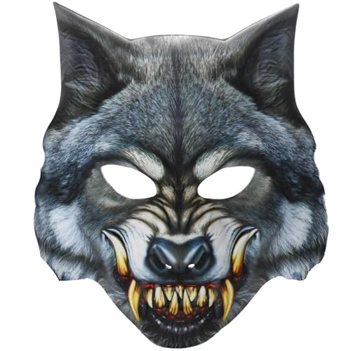 KAHDGSS 3D-Cosplays, Party, halbes Gesicht, gruselige Tiermaskeraden, Halloween-Kostüm, Zubehör, Wolf KAHDGSS 3D-Cosplays, Party, halbes Gesicht, gruselige Tiermaskeraden, Halloween-Kostüm, Zubehör, Wolf von KAHDGSS