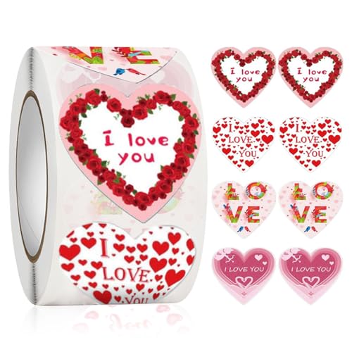 KAHDGSS 500 Stück Rosen-Herz-Aufkleber, 2,5 cm, abnehmbares Verpackungsetikett für Siegel, Umschläge, Kartons, Verpackungen KAHDGSS 500 Stück Rosen-Herz-Aufkleber, 2,5 cm, abnehmbares Verpackungsetikett für Siegel, Umschläge, Kartons, Verpackungen von KAHDGSS