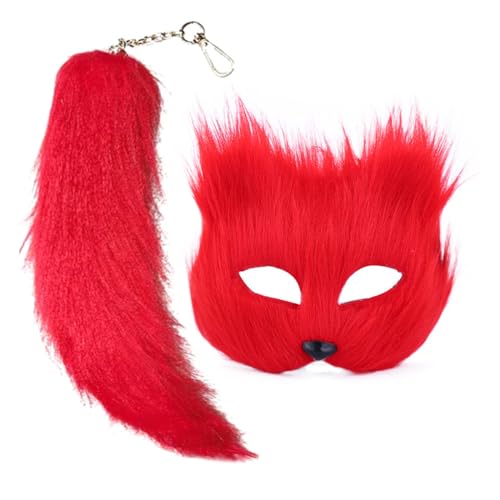 KAHDGSS Kunstfell, Fuchsschwanz, Katzen, Wolf, Halloween, Cosplay-Kostüm, für Mädchen, Frauen und Schwanz, Set mit Füchsen, Schwanz von KAHDGSS