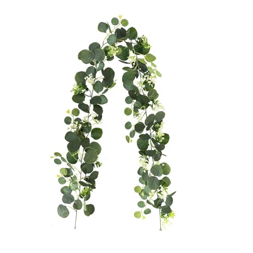 KAHDGSS Realistische 180 cm Eukalyptus-Ranke, Ornament, mit 60 Blüten, ideal für Party- und Veranstaltungsdekoration, Bürodekoration, Girlanden KAHDGSS Realistische 180 cm Eukalyptus-Ranke, Ornament, mit 60 Blüten, ideal für Party- und Veranstaltungsdekoration, Bürodekoration, Girlanden von KAHDGSS