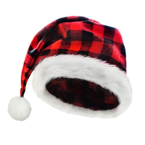KAHDGSS Weihnachtsmütze mit Plüschbesatz, für Kinder, Erwachsene, Familientreffen, 2-lagig, kariert, Festival-Requisiten, Kopfbedeckung KAHDGSS Weihnachtsmütze mit Plüschbesatz, für Kinder, Erwachsene, Familientreffen, 2-lagig, kariert, Festival-Requisiten, Kopfbedeckung von KAHDGSS