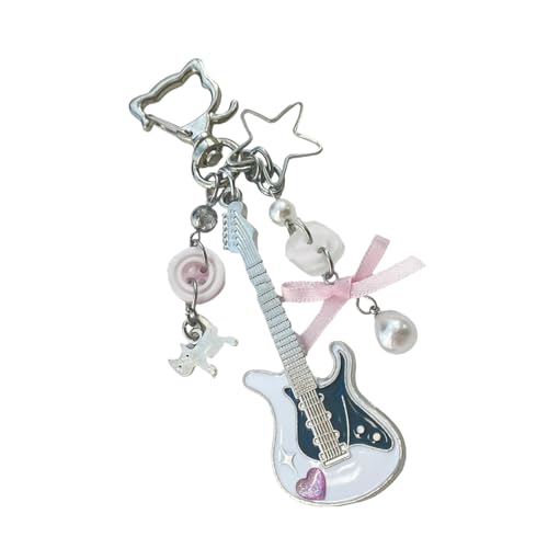 Retro Perlen Katzen Spielen Gitarre Charme Handgefertigte Legierung Keyring Schönes Musikthema Geschenk Für Teenager Und Street Fashion Sturdy Handgefertigte Keyring von KAHDGSS