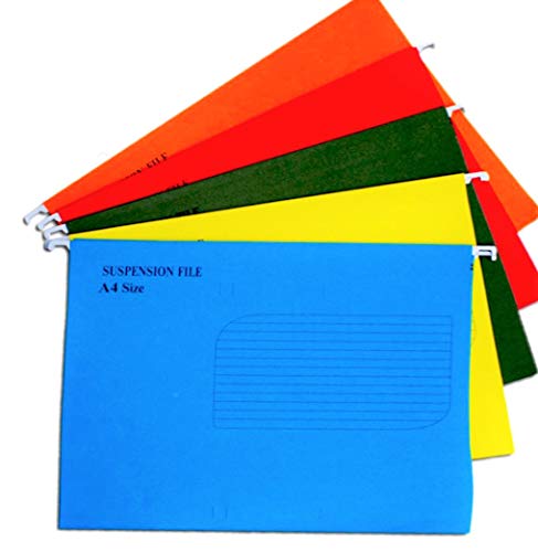 KAHEIGN 25Pcs A4 Hängemappen Aufhängungs Dateiordner, 5 Farben Hängemappen Ordner Dateiordner für Schulbüro Schreibwaren A4 Aktenschränke von KAHEIGN