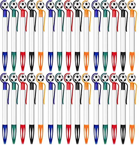 KAHEIGN 30Pcs Kugelschreiber in Fußballform, 14cm einziehbare Kugelschreiber mit schwarzer Tinte 1,0 mm feine Spitze Schreibstifte Kugelschreiber Schreibwaren Geschenk für Büro, Schule Zubehör von KAHEIGN