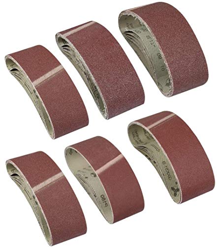 KAHEIGN 30Pcs Schleifbänder 3,3 x 7,5 cm Schleifband aus Stoffgewebe, Körnung 40/60/80/120/180/240 Aluminiumoxid Bandschleifer Gewebe-Schleifbänder von KAHEIGN