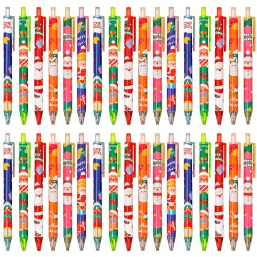 KAHEIGN 60Pcs Gelschreiber Weihnachten Gel Stift Set, 6 Stile Süße Kugelschreiber Stifte, 0,5mm Schwarze Gel Tintenstifte, Schneemann Weihnachtsmann Elfen Weihnachtsstifte Tintenschreiber Stift von KAHEIGN