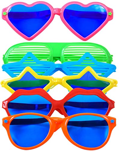KAHEIGN 6Pcs Partybrille Plastik Groß Fun Sonnenbrille Bunte Party Brille für Strand Kostümzubehör Foto Requisiten Kostüm Partyzubehör von KAHEIGN