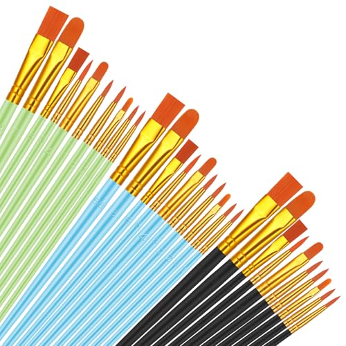 30 Stück Pinsel Set, Hochwertige Nylon Pinselset Acrylfarben, 10 Verschiedene Größen für Pinsel Acrylfarbe, Aquarellpinsel Pinsel für Acrylfarben für Künstler Erwachsene und Kinder 30 Stück Pinsel Set, Hochwertige Nylon Pinselset Acrylfarben, 10 Verschiedene Größen für Pinsel Acrylfarbe, Aquarellpinsel Pinsel für Acrylfarben für Künstler Erwachsene und Kinder von KAHOUI