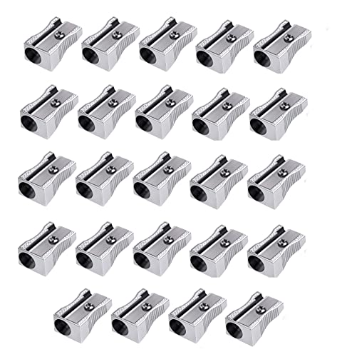 KAIAIWLUO Doppelloch Bleistiftspitzer,24 Stück Anspitzer Mini Bleistiftspitzer Metallkeilspitzer Handheld Aluminiumlegierung Kleine Anspitzer für Schulen Büros Art von KAIAIWLUO