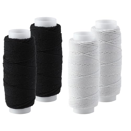 KAIAIWLUO Shirring Raschelgummi zum Nähen,4 Rollen Schwarz Weiß Elastischer Faden Elastische Spule Schnur Saumband Gummiband zum Nähen für Nähmaschine Stricken Kleidung Schmuckherstellung 120 Yard KAIAIWLUO Shirring Raschelgummi zum Nähen,4 Rollen Schwarz Weiß Elastischer Faden Elastische Spule Schnur Saumband Gummiband zum Nähen für Nähmaschine Stricken Kleidung Schmuckherstellung 120 Yard von KAIAIWLUO