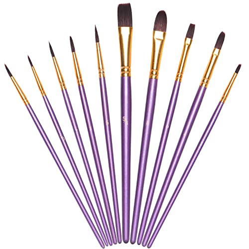 Künstlerpinsel Set,10er Pack Nylon Pinsel Kunstmalerei Acrylpinsel Fein Pinsel Art Painting Brush für Aquarell und Gesichtsmalerei DIY Kunsthandwerk von KAIAIWLUO