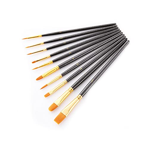 Künstlerpinsel Set,10er Pack Nylon Pinsel Kunstmalerei Acrylpinsel Fein Pinsel Art Painting Brush für Aquarell und Gesichtsmalerei DIY Kunsthandwerk von KAIAIWLUO