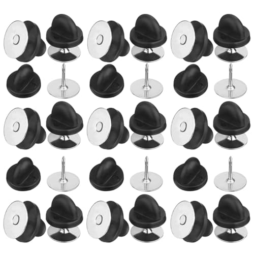 KAILIKETIY 1 Schachtel PVC Gummierte Runde Broschennadeln Ersatz Pin Backs DIY Schmuck Basteln Sicherer Halt für Revers Krawatte Hut Anstecknadeln Zubehör von KAILIKETIY